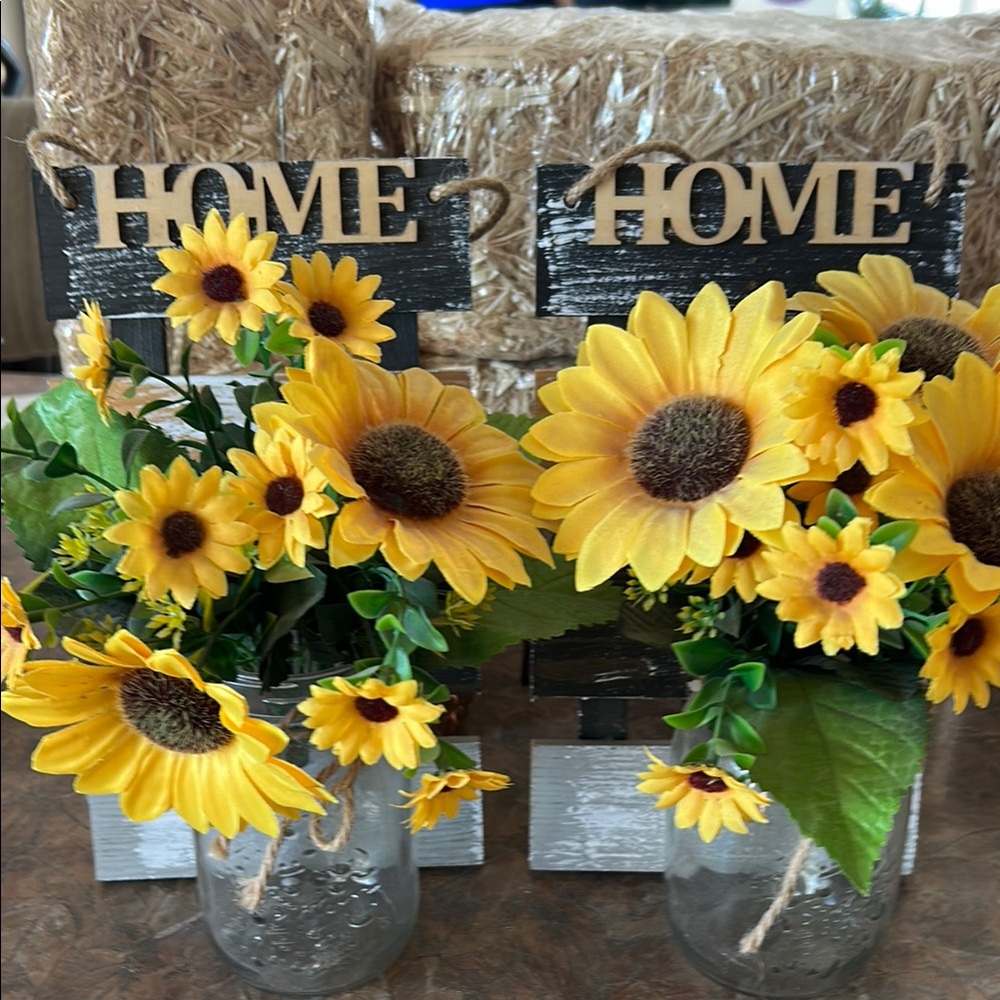 Wood and Mason Jar HOME Inspired Hanging Home Accent Decor